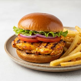 Grilled Chicken Burger W/Fries